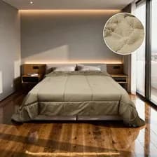 Acolchado Corderito 2 Plazas Y Media Queen 240x240 Abrigado Beige Lisa