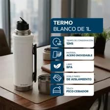 Termo Philco De Acero Inoxidable 1l Blanco Con Pico Cebador Doble Pared