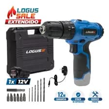 Taladro Atornillador Percutor 12v Logus Inalámbrico Con Maletín Azul