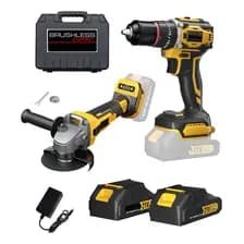 Combo Atornillador Percutor Inalámbrico Osr + Amoladora 2 Bat 115mm Amarillo 50