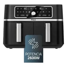 Freidora De Aire Doble Canasto Fika Sync Air Fryer 10 Litros Digital Doble Cocción 2600w Sin Aceite Negro