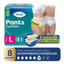 Ropa Interior Tena Pants Clásico Comfort Talle L X8 Unidades