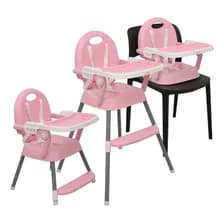 Silla Comer Bebé Avanti 3-1 Alta Baja Booster Doble Bandeja Color Rosa Super