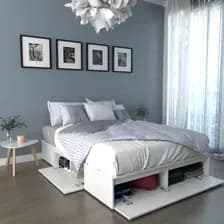 Cama Box Base Para Sommier 2pl 140 Con Bauleras Y Zapatero Color Everest