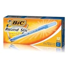 Boligrafo Lapicera Bic Round Stic Caja X 12 Unidades Azul Tinta Azul Escolar Universidad Escritura