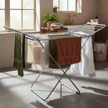 Tender Plegable Para Ropa Hogar Actual De Pie Aluminio Con Alas 150x55 Cm Azul