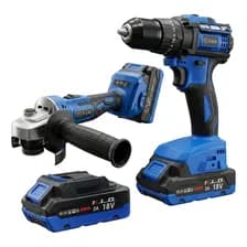 Kit Kld Taladro Amoladora Brushless 18v C/baterías Maletín 115mm 13mm