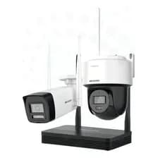 Kit Hikvision Nvs + 2 Camaras Ip Wifi Easylink 4mp Exterior Color Blanco