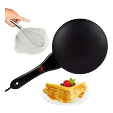 Panquequera Eléctrica Base Antiadherente Crepes Bowl Batidor Negro