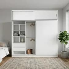 Placard Con Baulera 240x233 Cm 4 Puertas Corredizas Cubos Diseños Modernos 8241