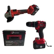 Combo Taladro A Bateria 13mm Y Amoladora Brushless + 2 Bat