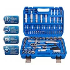 Caja 108 Pzas Sambrak Set Juego De Tubos Bocallaves 1/2-1/4 Color Azul