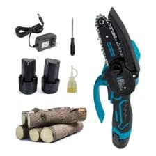 Electrosierra A Bateria Mini Motosierra Jardin Tronco Azul