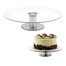 Plato De Vidrio Giratorio Con Base Pie 30cm Torta Base Giratoria Reposteria Bandeja Decoracion Elegante Candy Bar Mesa Transparente