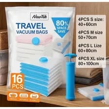 Pack X 16 Bolsas Al Vacio Con Bomba Guardado De Ropa Acolchados Mantas Viaje Kit Diferentes Tamaños El Mas Completo Kit Comprimir Acolchados Oragnizador Espacio Valijas Ahorra Espacio Compresion