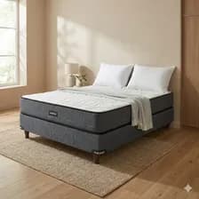 Sommier Y Colchón 2 Plazas Y Media Multiflex Con Almohadas Y Cubre Colchón 140x190cm Color Blanco