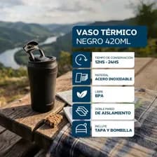 Vaso Térmico Philco Vt420h 420ml De Acero Inoxidable Con Tapa Y Sistema Antigoteo Negro