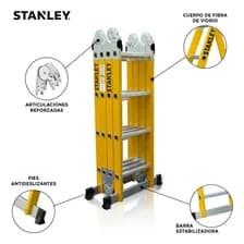 Escalera Articulada Dieléctrica Stanley 16 Escalones 4x4 Aluminio 150 Kg