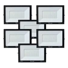 Reflector Led Slim 100w Exterior Ip65 Luz Blanco Frío Pack 6 Practiled Negro