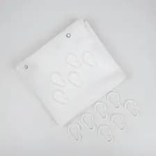 Protector Plástico Cortina De Baño 50 Micrones Grueso Color Blanco C/ Ganchos Plasticos Liso