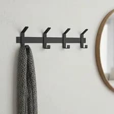 Perchero Pared Cintek Industrial Hierro Negro 4 Ganchos Resistente
