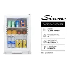 Heladera Exhibidora Vertical Siam Hsi-ev065b2 65 Litros Puerta Doble Vidrio Blanco