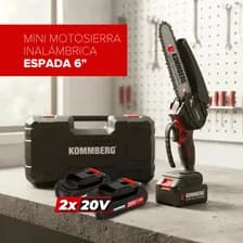 Motosierra Mini 6 Pulgadas Kommberg Inalámbrica Recargable Rojo