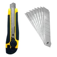 Cutter Profesional 18 Mm Mango De Goma + 10 Hojas Repuesto