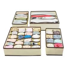 Set De 4 Organizadores Plegables Para Cajones Ropa Interior Beige Waggs