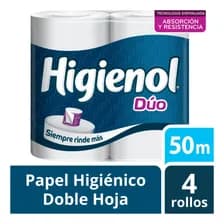 Papel Higienico Higienol Duo 50 Metros Paquete De 4 Unid.