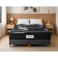 Conjunto Sommier Viggo Diamante 200x200 Cm Alta Densidad - Negro