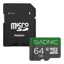 Memoria Micro Sd Gadnic 64 Gb Clase 10 Velocidad 6 Mb/s + Adaptador