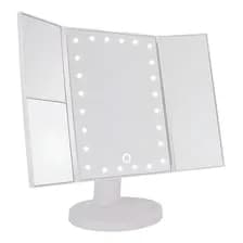 Espejo De Maquillaje Pantalla Táctil Luz Led Giratorio 180 Suono Blanco