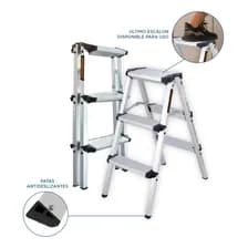Escalera Black+decker 3 Escalones Con Taburete Reforzada Aluminio Hasta 120kg