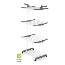 Tender Vertical 3 Niveles Home World Tendedero De Pie Portatil Con Ruedas Color Blanco Y Gris