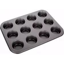 Molde De Muffins Cupcakes X12 Cavidades Cupcakes Magdalenas Reposteria Teflon Antiadherente No Se Pega Apto Horno / Horno Electrico Levys Bazar Negro