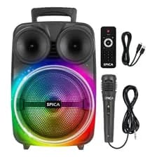 Parlante Bluetooth Inalambrico Spica Sp-4408 Luz Rgb Portatil Karaoke Radio Color Negro