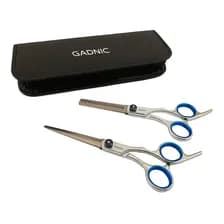 Kit Tijeras De Peluquería Gadnic Tj2000 Corte Pulir Acero Inoxidable Plateado