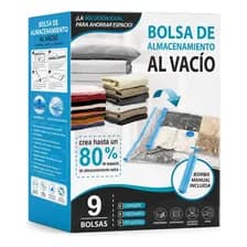 Set X9 Bolsas Valija Vacio Ropa Acolchado Viaje + Aspi Bomba
