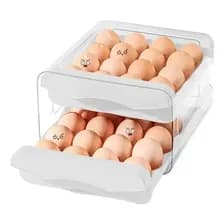 Huevera Organizador De Huevos Apilable 32 Piezas Tipo Cajon Cavidades Niveles Dispensador Contenedor Para Heladera, Mantener Orden Almacenamiento Y Frescura Acrílico Orden Cocina Levys Bazar