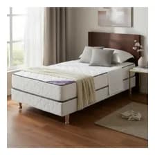 Sommier Colchon 1 1/2 Plaza Y Media Espuma Alta Densidad Color Beige