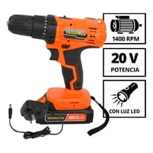 Taladro Atornillador Inalámbrico Valuemax Mandril 10mm Autostop + Bateria Y Cargador Naranja