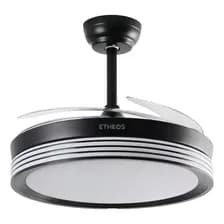 Ventilador De Techo Retráctil Etheos 100w Luz Led Control 1.2 M 50 Negro Transparentes Plástico 4