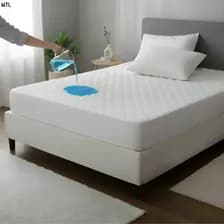 Cubre Colchón Protector Impermeable Mtl 2 Plazas Blanco Ajustable Con Elástico Perimetral Suave Transpirable Lavable Antialérgico Impermeable Para Cama 140x190cm Doble Protección Diseño Moderno