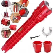 Llave Ajustable Mania Electronic 8 En 1 Abocinada Rojo Para Lavatorio