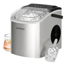 Maquina De Hielo Gadnic Acero Inoxidable 12 A 15kg Dia Panel Tactil Canasta Pala Tanque 1.2l Plateado