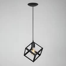 Lampara Colgante 1 Luz Cubo Deco Moderna Apto Led Ferrolux Estructura Negro