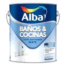 Pintura Latex Para Baños Y Cocinas Alba Antihongo X 4 Lts Color Blanco Mate