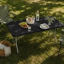 Mesa Plegable Exterior Para Jardin 150x70 Camping Portatil Picnic Color Negro Gardenlife