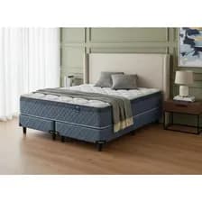 Colchón Y Sommier Belmo Pocket 1 Queen 200x160 60 Cm Altura Color Azul
